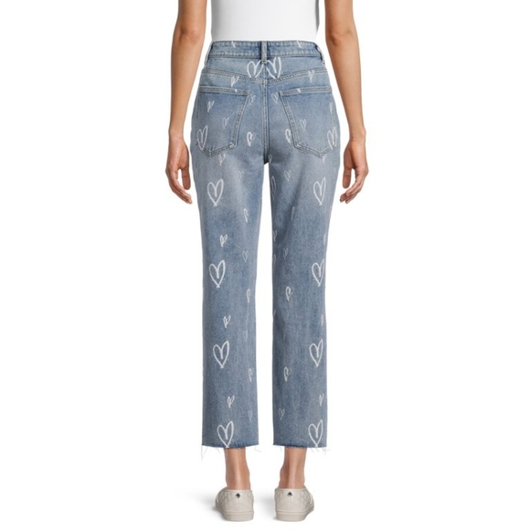 No Boundaries 9 Juniors Heart Straight High Rise Denim Jeans Cropped - Picture 5 of 7